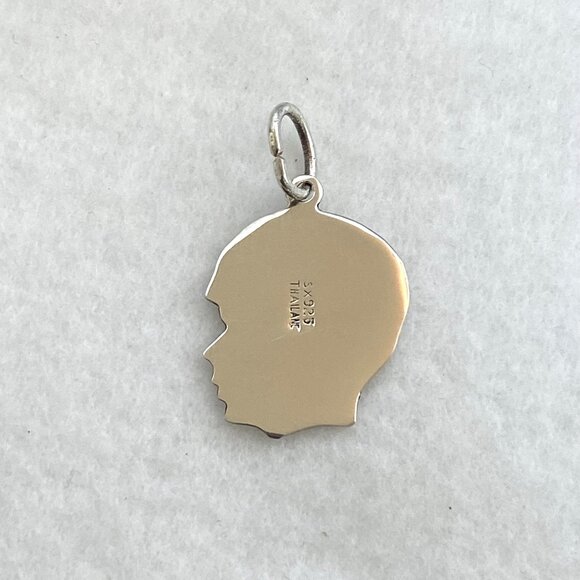 Sterling Silver 925 Male Boy Child Silhouette Profile Engravable Charm Pendant - Picture 3 of 12